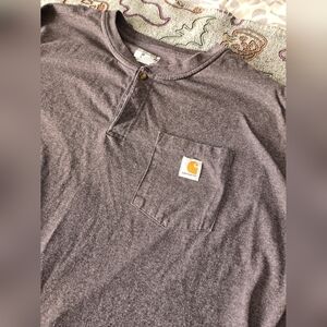 Carhartt Button-up Long Sleeve T-Shirt With Pocket Men’s 4XL Loose Fit Dark Grey